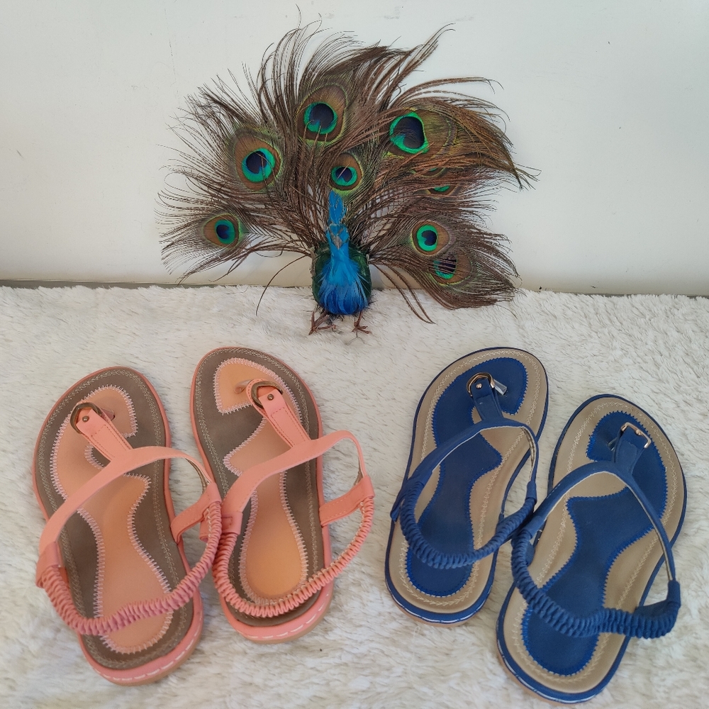 2 Comfy Pairs of Sandals (Pink and Blue) 💙 (Size: 7)